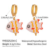 Ocean Colored Ceramic Small Fish Lucky Koi Earrings With Enamel Oil Painting And Electroplating Design