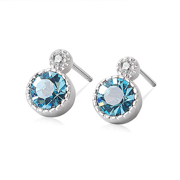 Ocean Heart S925 Sterling Silver Earrings With Austrian Crystal Geometric Retro Fashion Earrings For Women