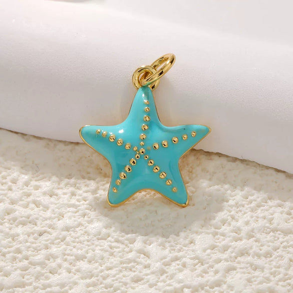 Ocean Shell Starfish Conch Copper Gold Plated Jewelry Accessories Pendant Bracelet Necklace Earrings