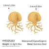 Ocean Style Shell Coral Octopus Exaggerated Earrings Jewelry In Titanium Steel With Electroplating For Women