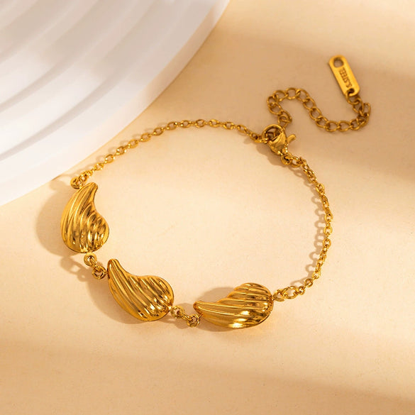 Ocean Style Stainless Steel Fake Starfish And Shell Convergence Bracelet With Electroplating For Women