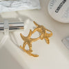 Ocean Style Starfish Open Bracelet Stainless Steel Jewelry Pvd Furnace Vacuum Real Gold Plated