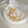 Ocean Style Starfish Open Bracelet Stainless Steel Jewelry Pvd Furnace Vacuum Real Gold Plated