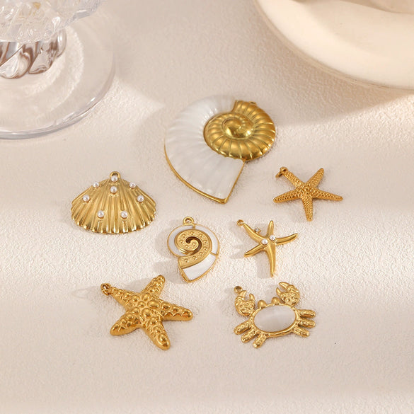Ocean Style Starfish Shell Stainless Steel Jewelry Accessories Pendant Necklace Bracelet Electroplated