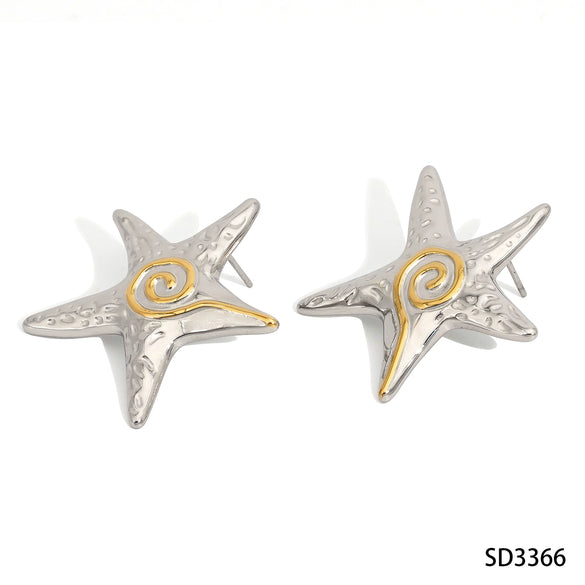 Ocean Style Starfish Stainless Steel Earrings For Women With Electroplating Animal Pattern And Casual Style
