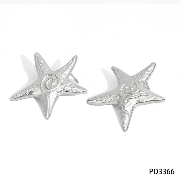 Ocean Style Starfish Stainless Steel Earrings For Women With Electroplating Animal Pattern And Casual Style