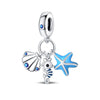 Ocean Wind Seahorse Whale Pendant Beads Diy Silver Plated Bracelet With Dripping Oil Treatment
