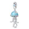 Ocean Wind Seahorse Whale Pendant Beads Diy Silver Plated Bracelet With Dripping Oil Treatment