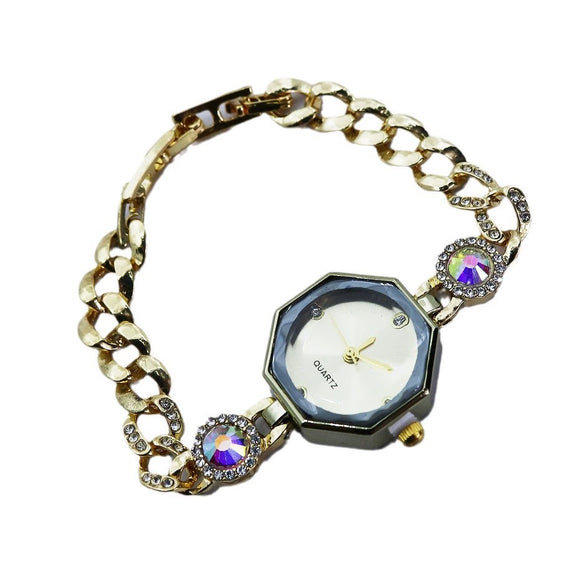 Octagonal Diamond Women's Alloy Bracelet Watch Fashionable Quartz Watch