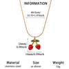 Oil Drip Fruit And Leaf Pendant Necklace In Stainless Steel With Cherry Strawberry And Chili Motifs Oshaped Chain Unisex Jewelry