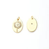 One Pack 13.5*19.5mm Hole 3~3.9mm Copper Zircon Gold Plated Oval Simple Dandelion Polished Pendant