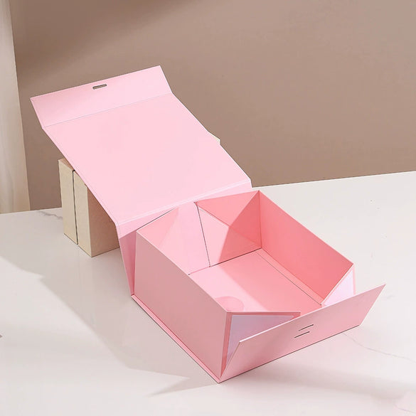 One Piece Folding White Cardboard Gift Box With Flip Top And Ribbon Closure For Valentine's Day Packaging Wholesale
