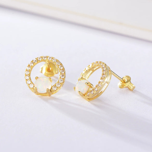 Opal Earrings Copper Geometric Style Electroplating For Women