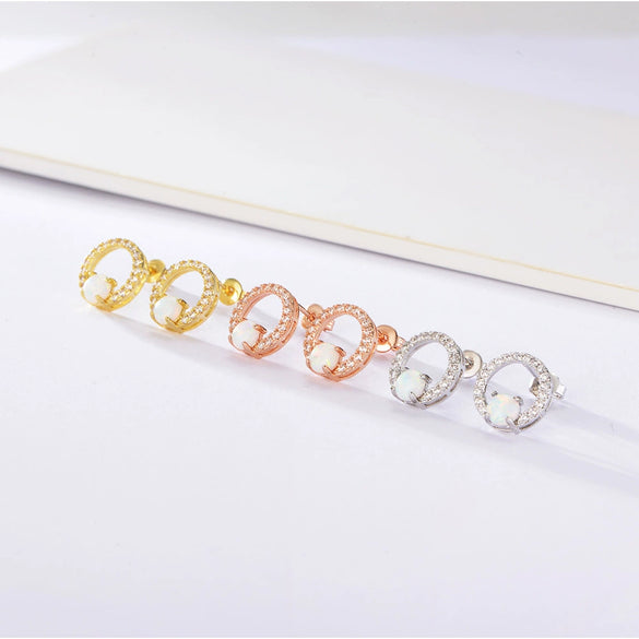 Opal Earrings Copper Geometric Style Electroplating For Women