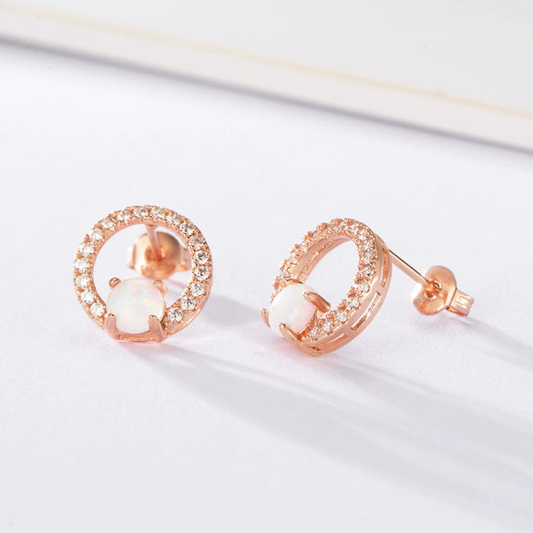 Opal Earrings Copper Geometric Style Electroplating For Women