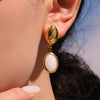 Opal Jewelry Set 316L Stainless Steel 18K Gold Electroplated Luxury Style