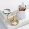 Opal Multilayer Winding Stacking Ring Titanium Steel Geometric Style Electroplated Unisex