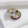 Opal Multilayer Winding Stacking Ring Titanium Steel Geometric Style Electroplated Unisex