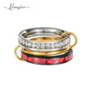 Opal Multilayer Winding Stacking Ring Titanium Steel Geometric Style Electroplated Unisex