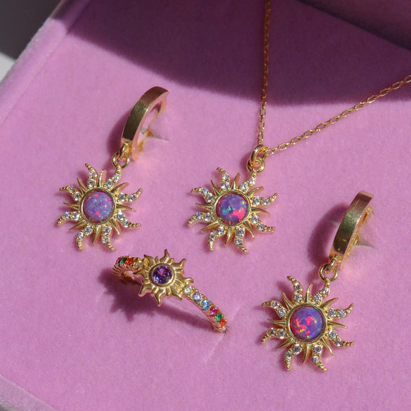 Opal Necklace Copper Zircon Geometric Literature And Art Style Micropaved Diamond