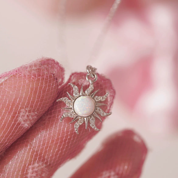 Opal Necklace Copper Zircon Geometric Literature And Art Style Micropaved Diamond