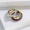 Opal Rings Stacking Style Geometric Titanium Steel Electroplated