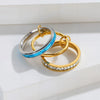 Opal Rings Stacking Style Geometric Titanium Steel Electroplated