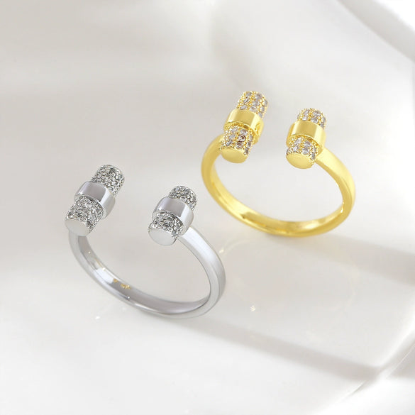 Open Adjustable Hammer Ring In Heart Shape Made Of Copper With Electroplating