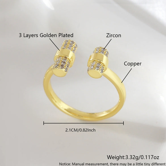 Open Adjustable Hammer Ring In Heart Shape Made Of Copper With Electroplating