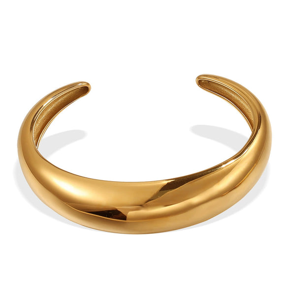 Open Cshaped 316L Stainless Steel Bracelet Plated With Gold Simple Geometric Style For Women