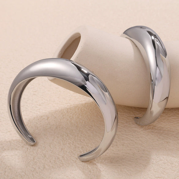 Open Cshaped 316L Stainless Steel Bracelet Plated With Gold Simple Geometric Style For Women