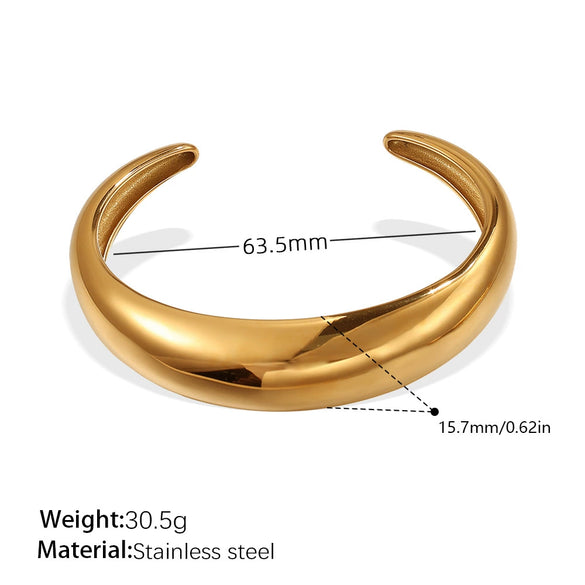 Open Cshaped 316L Stainless Steel Bracelet Plated With Gold Simple Geometric Style For Women