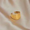 Open Design Wide Surface Printing Punk Retro Simple Titanium Steel Index Finger Ring With Geometric Pattern And Electroplating