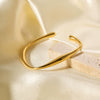 Open Gold Stainless Steel Bracelet With Geometric Design Electroplated For Women