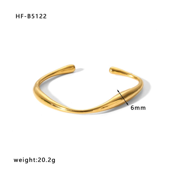 Open Gold Stainless Steel Bracelet With Geometric Design Electroplated For Women