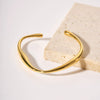 Open Gold Stainless Steel Bracelet With Geometric Design Electroplated For Women