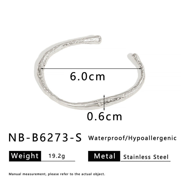Open Gold Stainless Steel Bracelet With Geometric Design Electroplated For Women