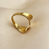 Open Ring Titanium Steel Heart Shape Electroplated 18K Gold Nonfading Natural Geometric Style Unisex