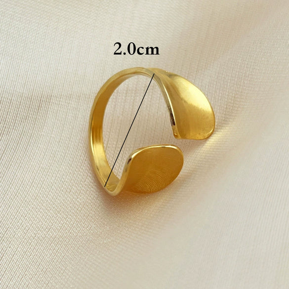 Open Ring Titanium Steel Heart Shape Electroplated 18K Gold Nonfading Natural Geometric Style Unisex
