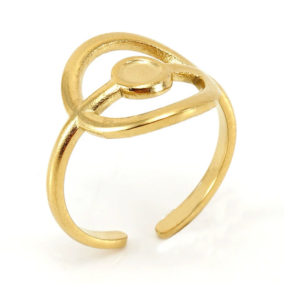 Open Ring 316L Stainless Steel Women's Geometric Four Leaf Clover Electroplated