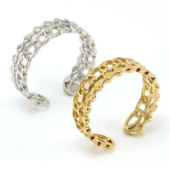 Open Ring 316L Stainless Steel Women's Geometric Four Leaf Clover Electroplated