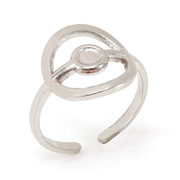 Open Ring 316L Stainless Steel Women's Geometric Four Leaf Clover Electroplated