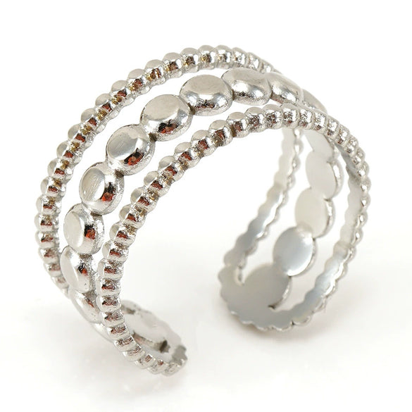 Open Ring 316L Stainless Steel Women's Geometric Four Leaf Clover Electroplated