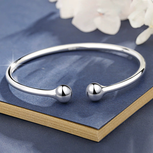 Open Round Bead Copper Bracelet For Women With Electroplated Finish Simple Fashion Geometric Thin Circle Hand Jewelry