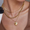 Opening And Closing Heart Titanium Steel And Stainless Steel Necklace With Geometric Pattern And Electroplating