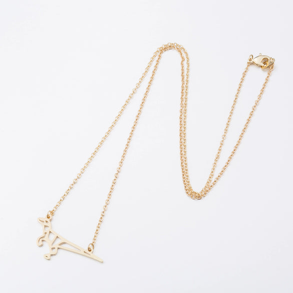 Origami Tyrannosaurus Rex Dinosaur Pendant Necklace In Stainless Steel With Geometric Design And Electroplated Finish For Unisex Wear