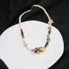 Original Design Color Block Freshwater Pearl Tourmaline Copper Beaded Plating 18k Gold Plated Necklace