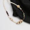Original Design Color Block Freshwater Pearl Tourmaline Copper Beaded Plating 18k Gold Plated Necklace