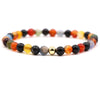 Original Design Copper Unisex Bracelet With 6Mm Natural Tiger Eye And Malachite Stone Beads Geometry Style