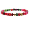 Original Design Copper Unisex Bracelet With 6Mm Natural Tiger Eye And Malachite Stone Beads Geometry Style
